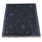 LOUIS VUITTON R98933 Monogram Ethol Monogram Stole/Shawl Scarf Fringe shawl silk / wool blue Used