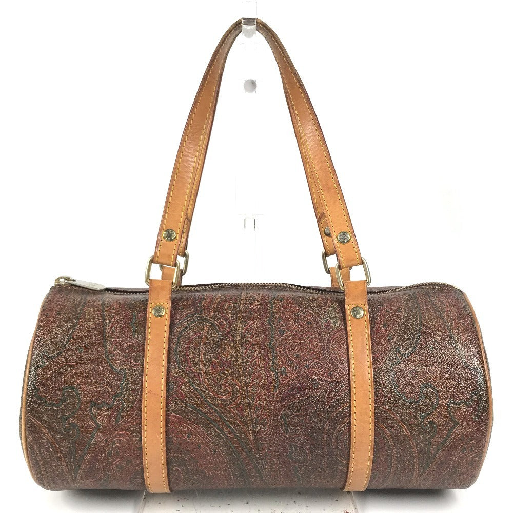 ETRO Paisley pattern Shoulder bag, cylindrical shape Hand Bag Leather/Canvas Brown Used