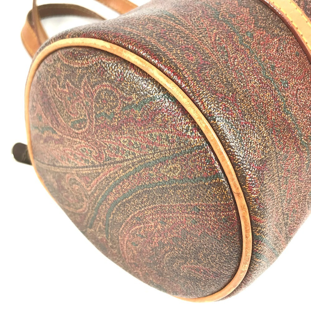 ETRO Paisley pattern Shoulder bag, cylindrical shape Hand Bag Leather/Canvas Brown Used