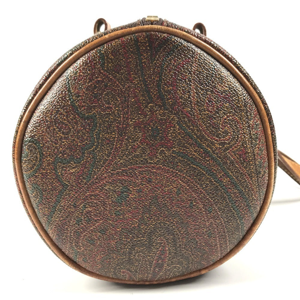 ETRO Paisley pattern Shoulder bag, cylindrical shape Hand Bag Leather/Canvas Brown Used