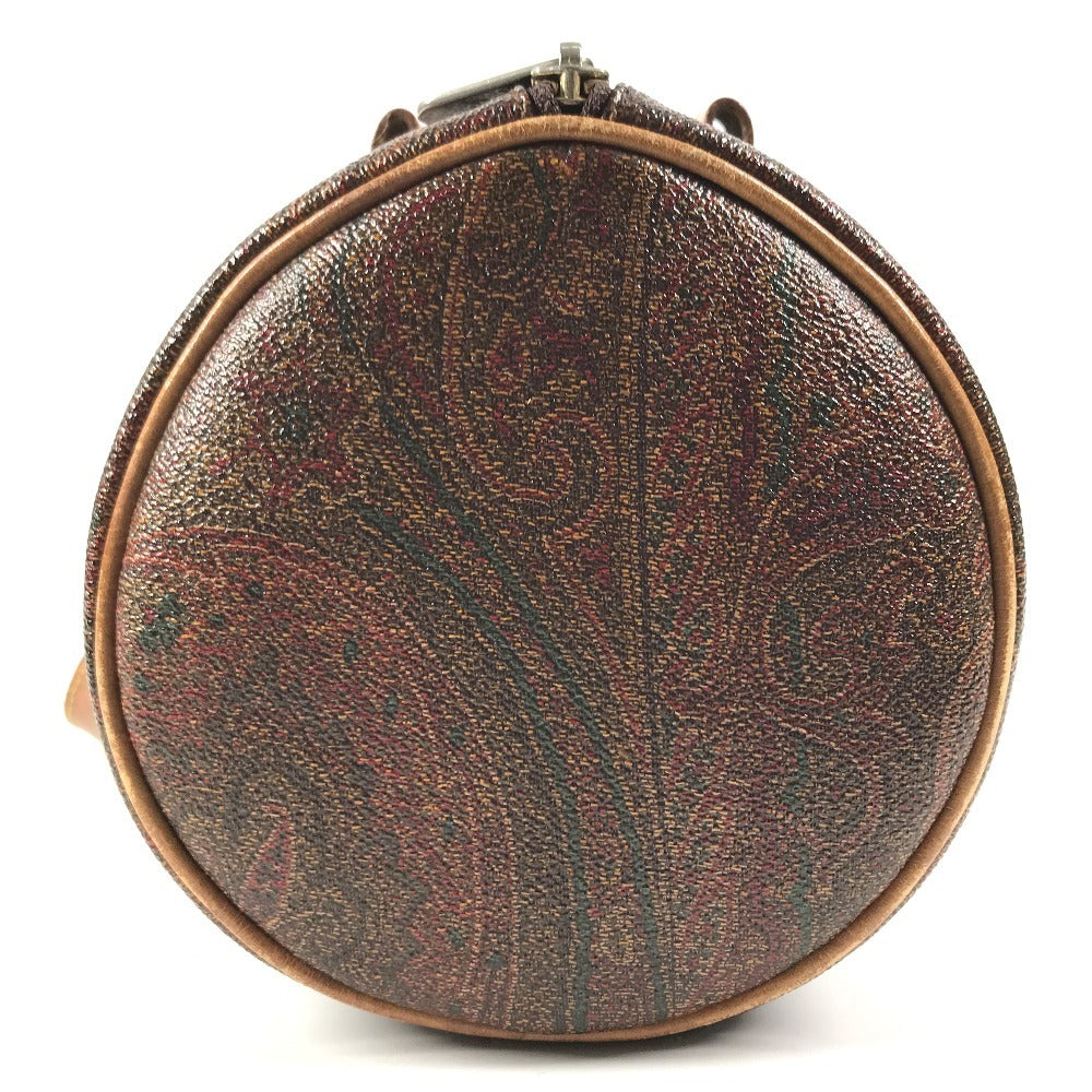 ETRO Paisley pattern Shoulder bag, cylindrical shape Hand Bag Leather/Canvas Brown Used