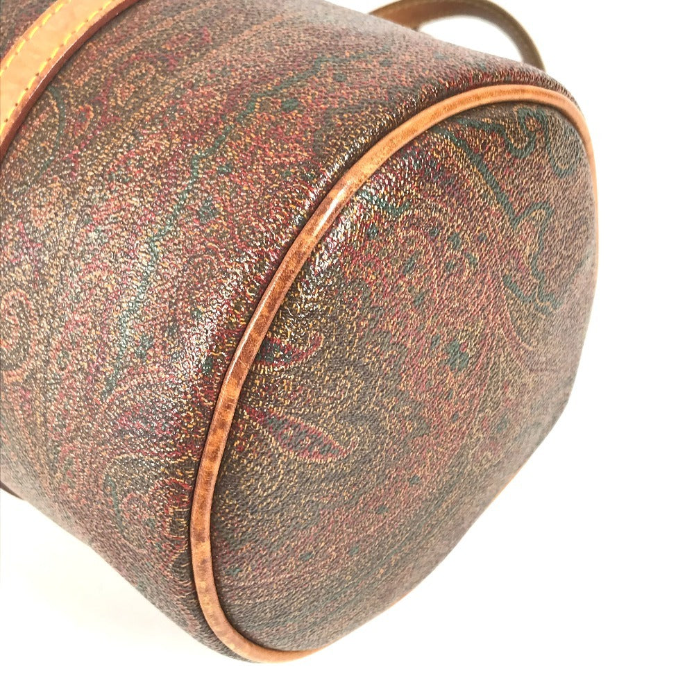 ETRO Paisley pattern Shoulder bag, cylindrical shape Hand Bag Leather/Canvas Brown Used