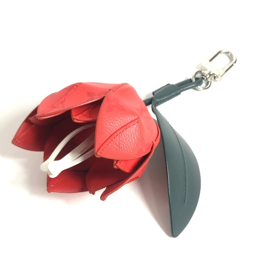 LOUIS VUITTON MP3388 Tulip Bijoux Sac Monogram Flower Key Holder Bag Charm Key Holder Leather Red/Green Used