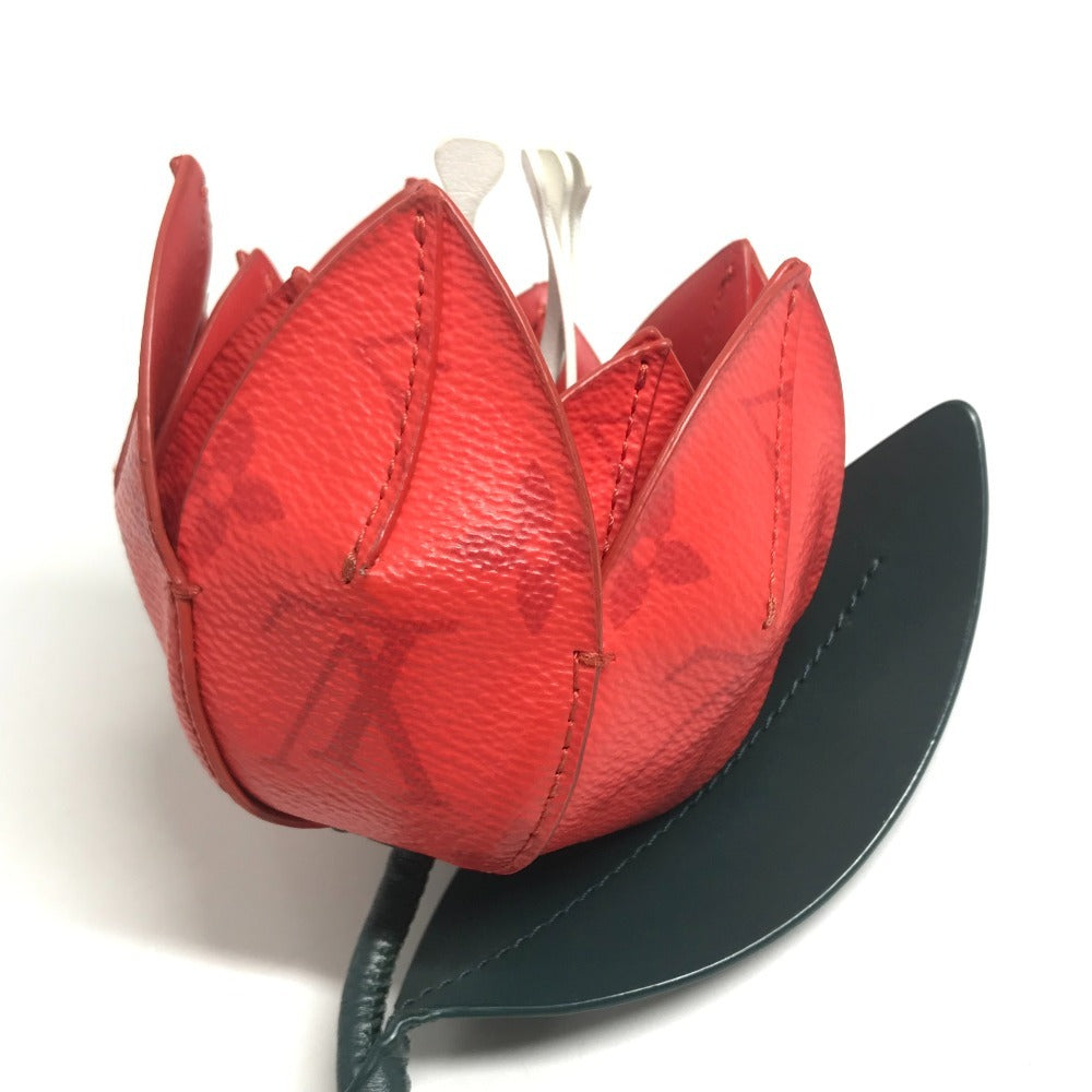 LOUIS VUITTON MP3388 Tulip Bijoux Sac Monogram Flower Key Holder Bag Charm Key Holder Leather Red/Green Used