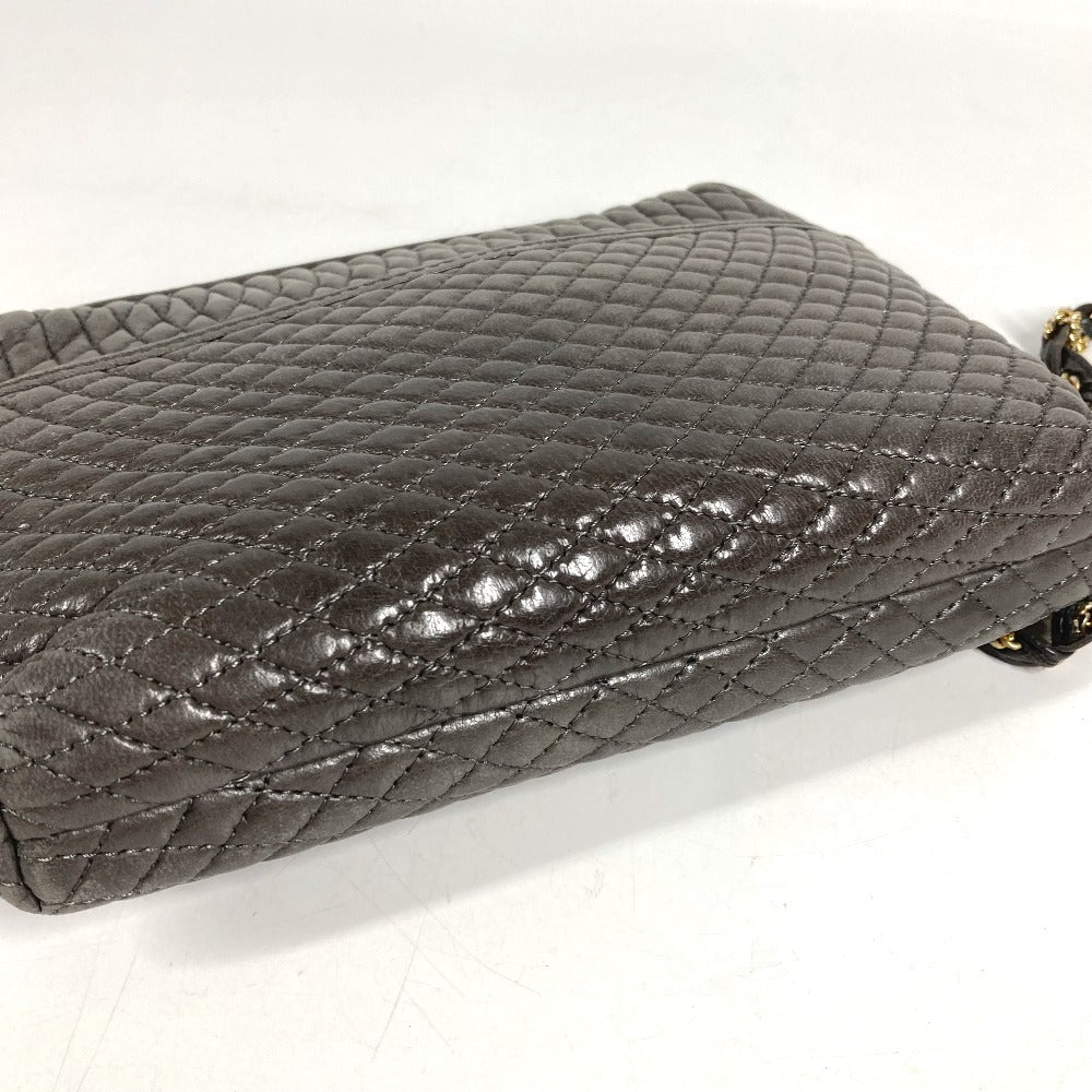 BALLY vintage Logo Quilted Fringe Tassel Twist Chain Bag Pochette Crossbody Shoulder Bag Leather gray Used