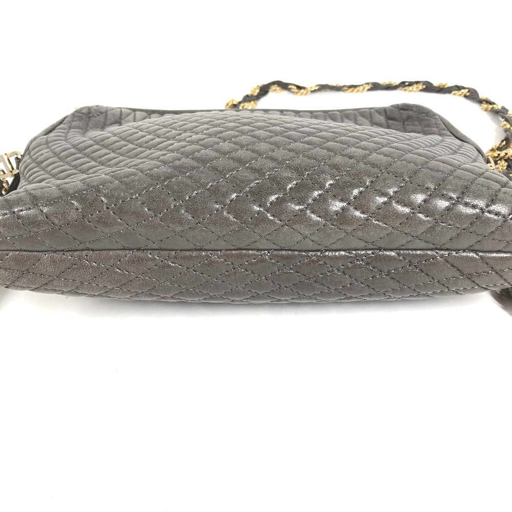BALLY vintage Logo Quilted Fringe Tassel Twist Chain Bag Pochette Crossbody Shoulder Bag Leather gray Used