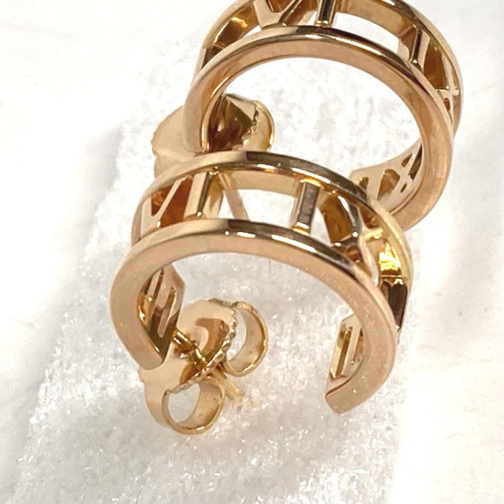 TIFFANY&Co. K18 Gold 18K Atlas Logo Accessory Jewelry Pierce Au750 Pink Gold Used