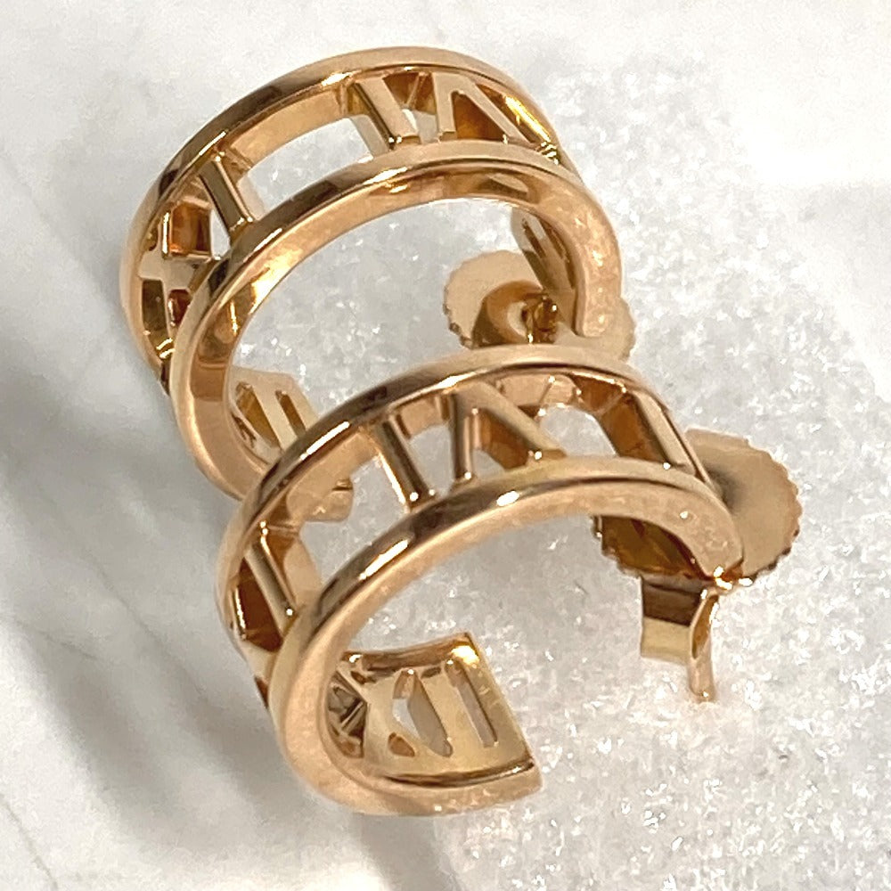 TIFFANY&Co. K18 Gold 18K Atlas Logo Accessory Jewelry Pierce Au750 Pink Gold Used
