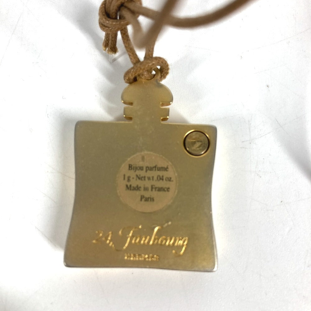 HERMES bijou parfume 24 faubourg logo Leather accessory, leather cord, leather necklace Necklace Metal Gold/Black Used