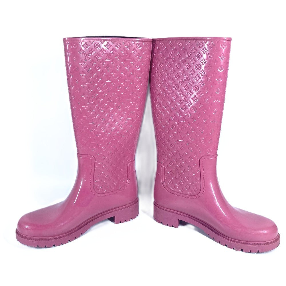 LOUIS VUITTON Monogram Long rain boots Boots Shoes Long Boots Long Rain Boots Rain shoes rubber pink Used