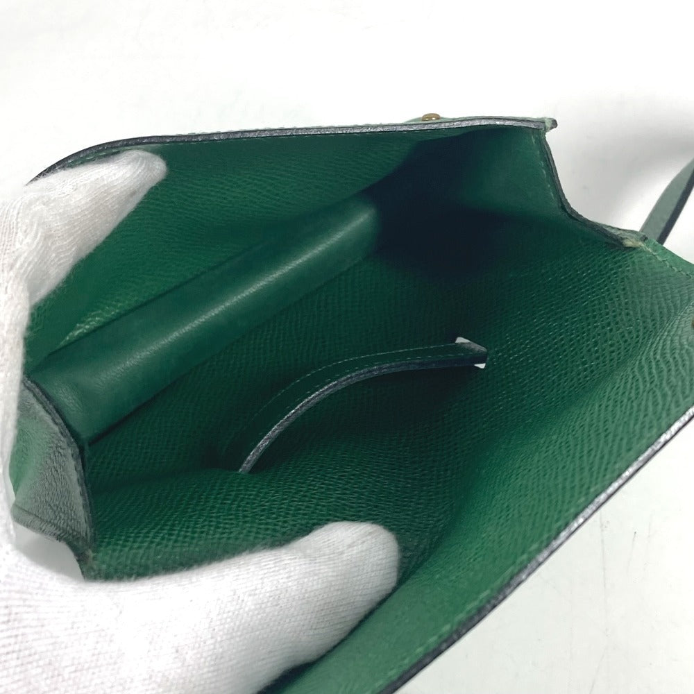HERMES vintage PochetteGreen Pochette Green Waist Pouch Bag Mini Bag Flap Belt Bag body bag Courchevel Green Used