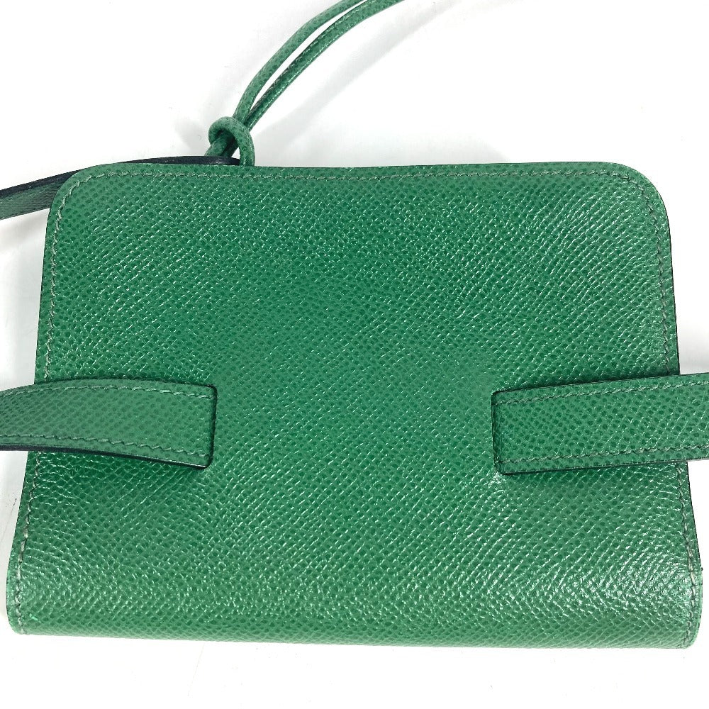 HERMES vintage PochetteGreen Pochette Green Waist Pouch Bag Mini Bag Flap Belt Bag body bag Courchevel Green Used