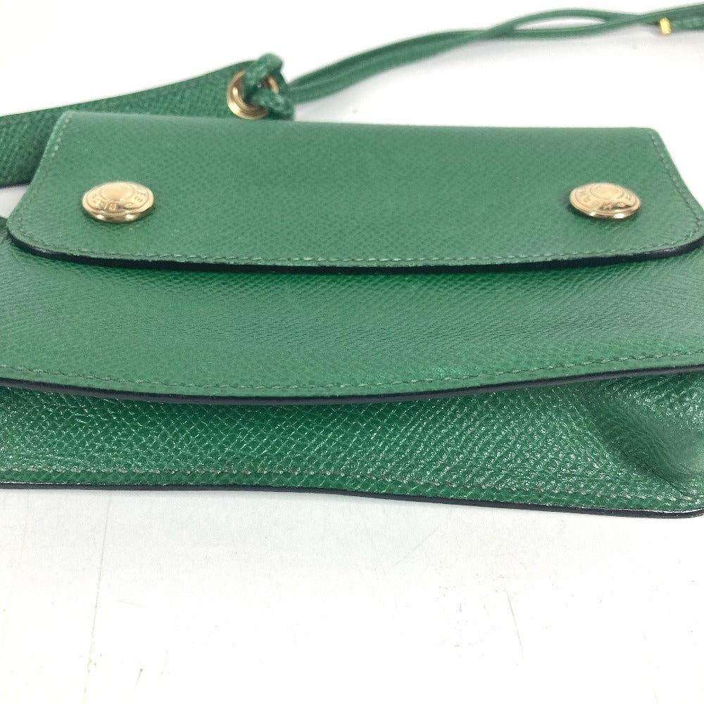 HERMES vintage PochetteGreen Pochette Green Waist Pouch Bag Mini Bag Flap Belt Bag body bag Courchevel Green Used