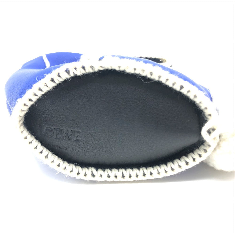 LOEWE Rabbit Motif Animal Macrame Charm Key Bag Leather Mini Shoulder Bag Coin Case Women's Blue Blue x White
