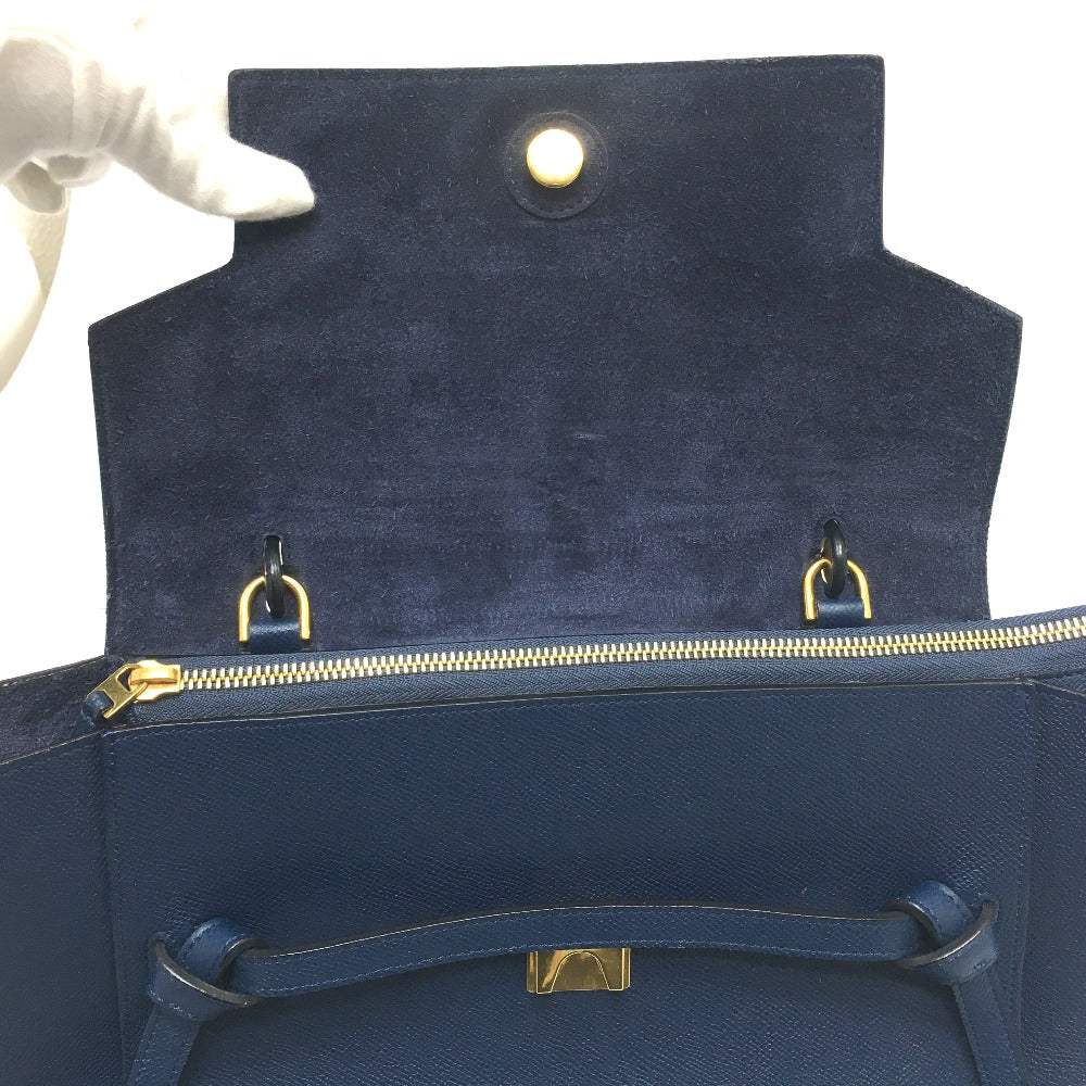 CELINE 176103ZVA.07DS Flap Belt Bag, Mini Bag, Semi-Shoulder Bag, Handbag, Calfskin, Women's, Deep Sea Blue, Navy
