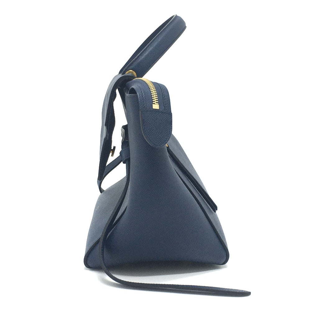 CELINE 176103ZVA.07DS Flap Belt Bag, Mini Bag, Semi-Shoulder Bag, Handbag, Calfskin, Women's, Deep Sea Blue, Navy