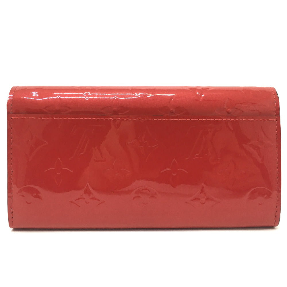 LOUIS VUITTON M90489 Monogram Vernis Portefeuille Sarah Bird Long Wallet, Women's, Cerise, Red