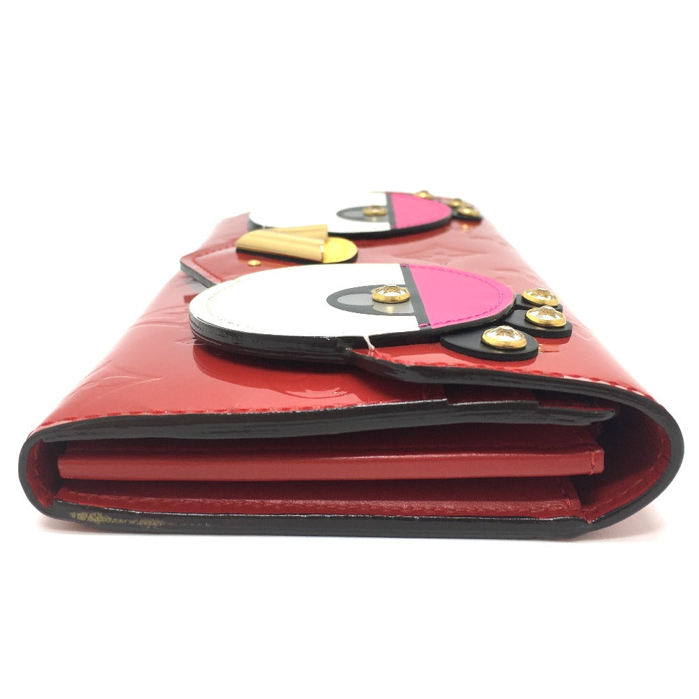 LOUIS VUITTON M90489 Monogram Vernis Portefeuille Sarah Bird Long Wallet, Women's, Cerise, Red