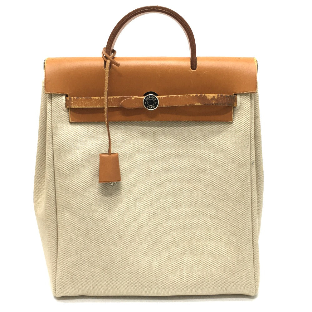 HERMES 替えバック付き エールバッグ アドPM カバン 2WAY リュックサック レザー レディース ナチュラル ベージュ