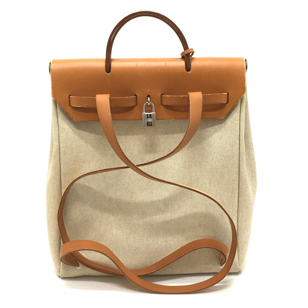 HERMES 替えバック付き エールバッグ アドPM カバン 2WAY リュックサック レザー レディース ナチュラル ベージュ