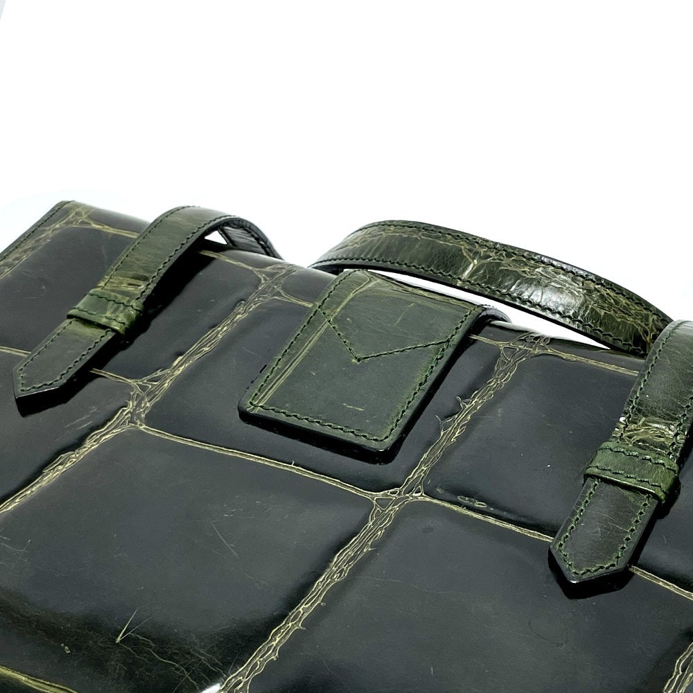 CELINE Crocodile Embossed Handbag, Vanity Bag, Box-Shaped Leather Handbag, Women's, Green