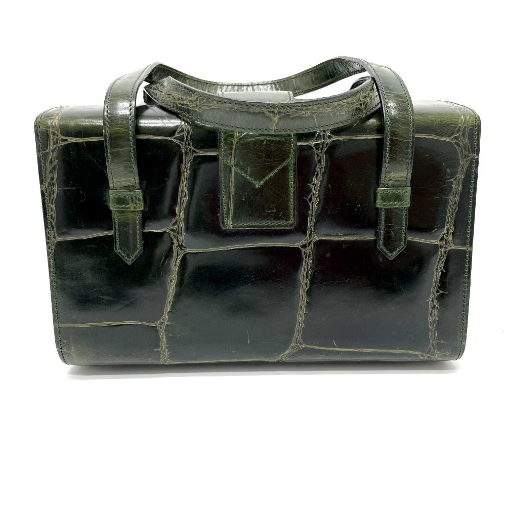 CELINE Crocodile Embossed Handbag, Vanity Bag, Box-Shaped Leather Handbag, Women's, Green