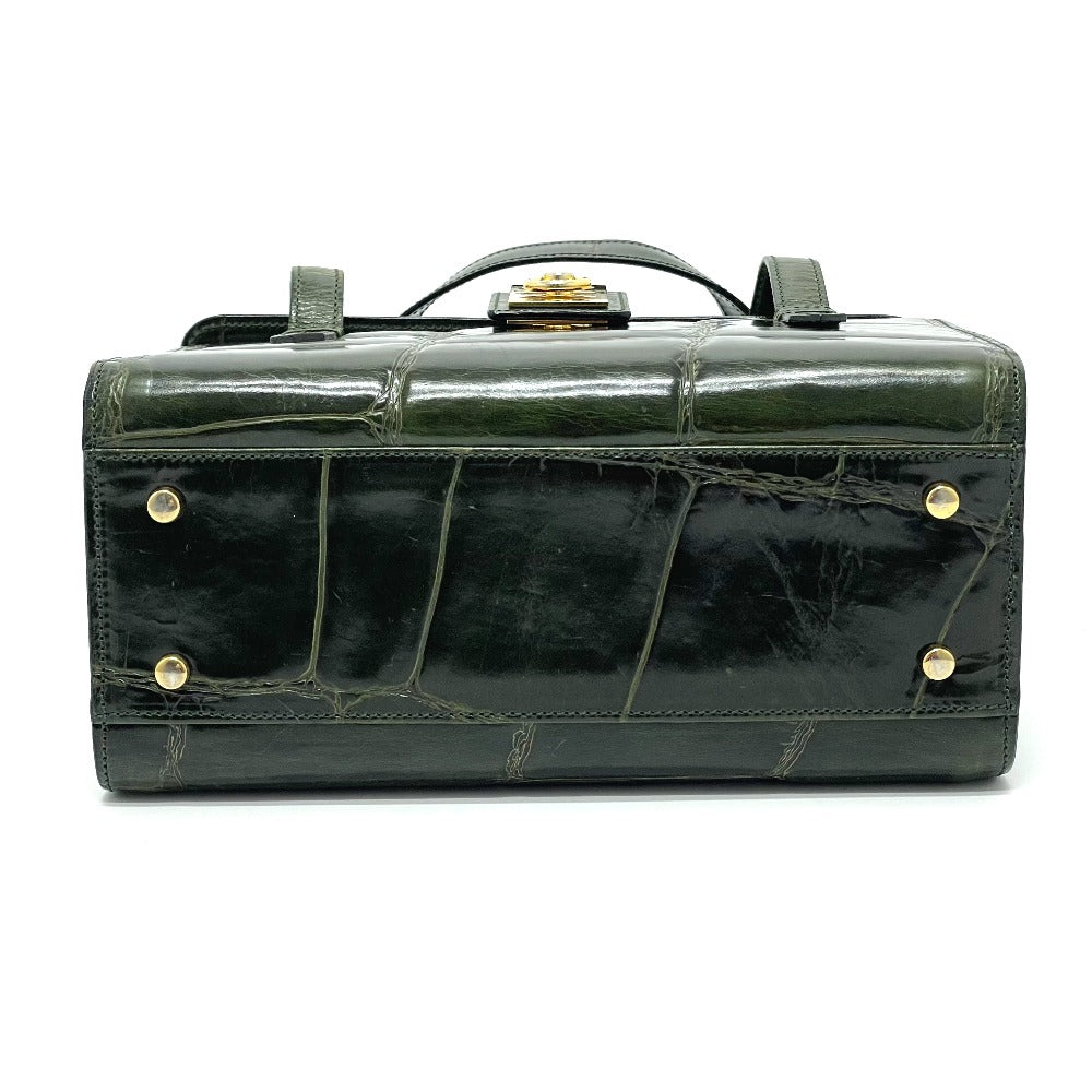 CELINE Crocodile Embossed Handbag, Vanity Bag, Box-Shaped Leather Handbag, Women's, Green