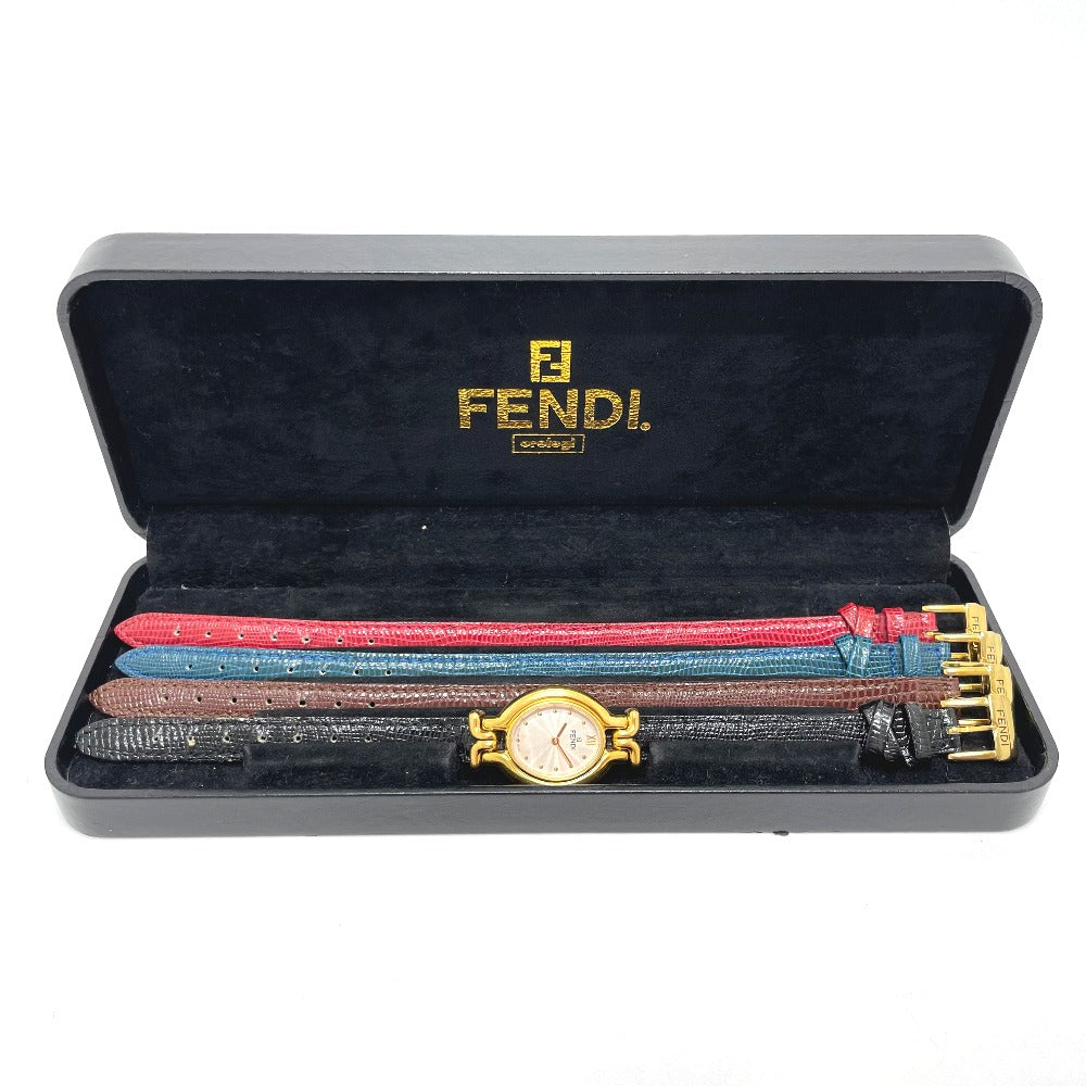FENDI 640L チェンジベルト 4色 クオーツ 腕時計 SS レディース マルチカラー×ゴールド金具
