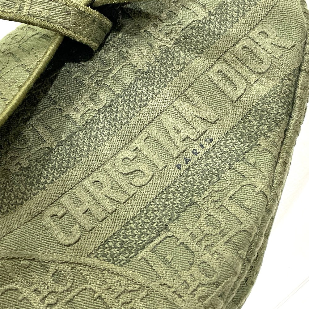 Christian Dior オブリーク SADDLE サドルバッグ エンブロイダリー カバン 肩掛けショルダー ハンドバッグ キャンバス レディース カーキ