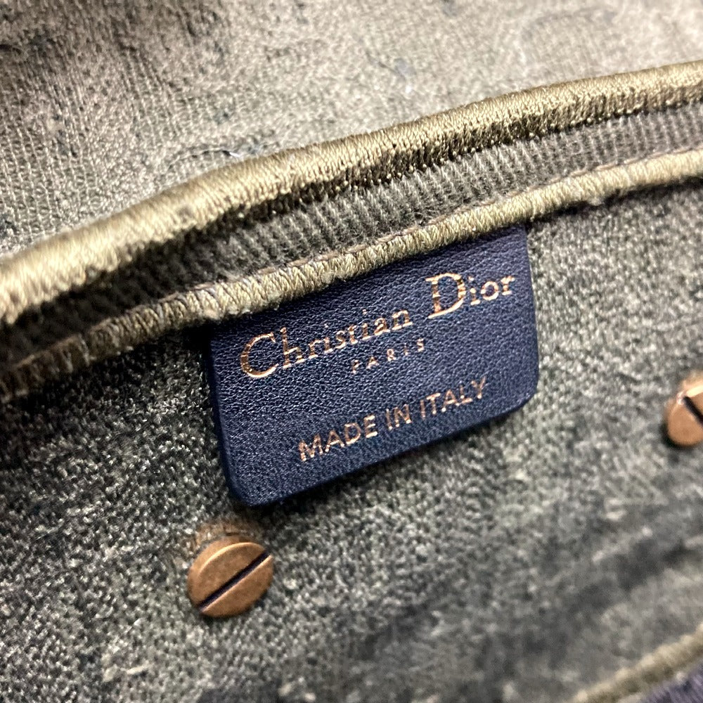 Christian Dior オブリーク SADDLE サドルバッグ エンブロイダリー カバン 肩掛けショルダー ハンドバッグ キャンバス レディース カーキ