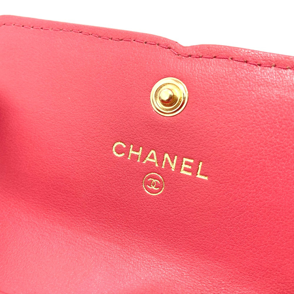 CHANEL AP0375 CC Filigree Matelasse Medium-Long Wallet, Tri-Fold Wallet, Caviar Leather, Women's, Pink