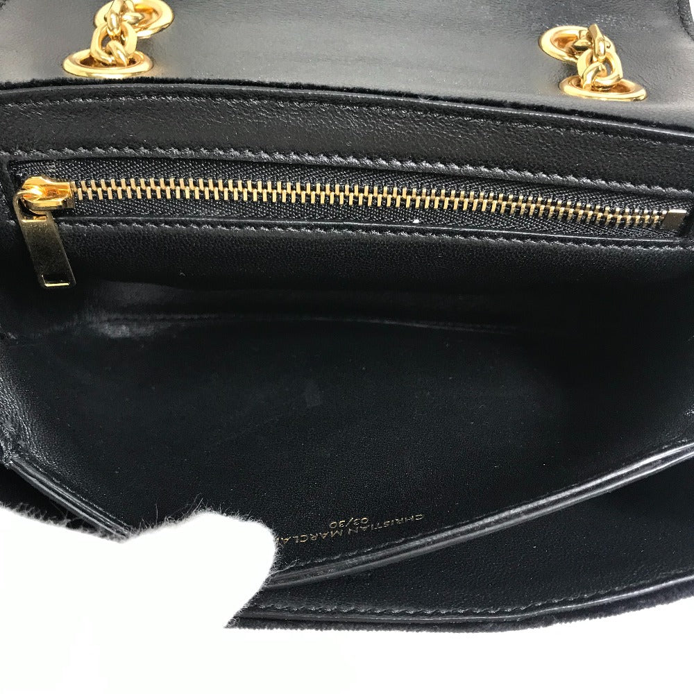 CELINE Small C Multi-Bead Chain Shoulder Bag in Suede, Women's, Black and Multicolor