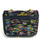 CELINE Small C Multi-Bead Chain Shoulder Bag in Suede, Women's, Black and Multicolor