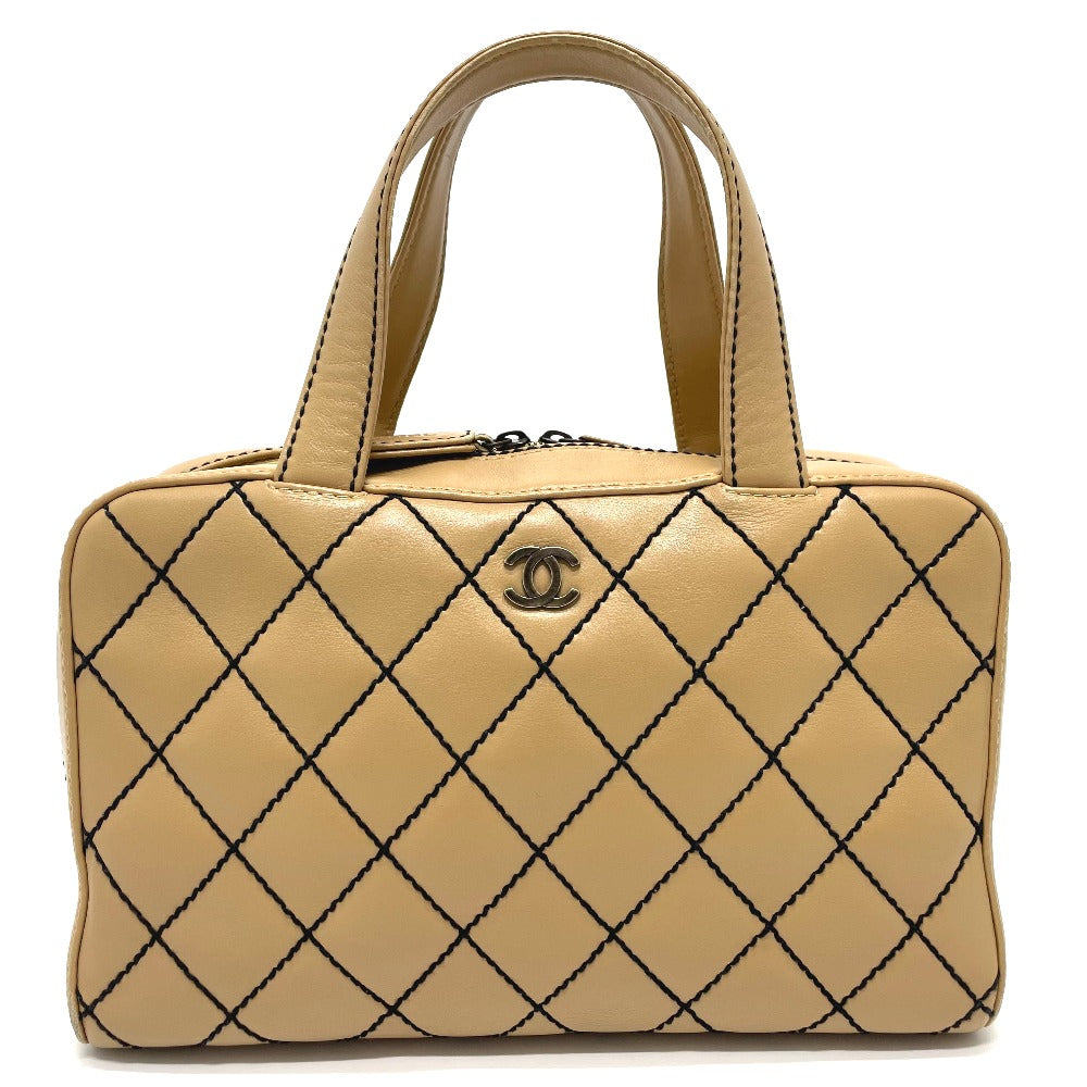 CHANEL CC Coco Mark Wild Stitch Vintage Tote Bag Handbag in Beige Lambskin