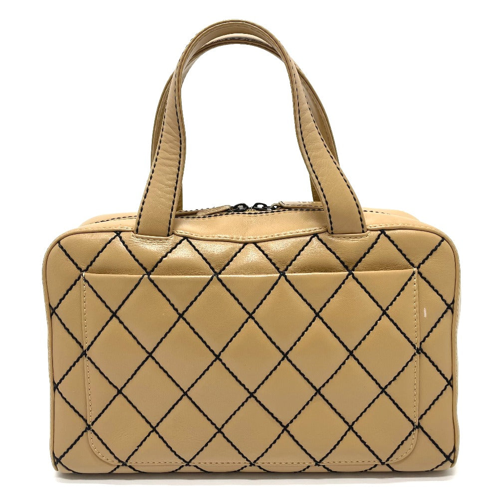 CHANEL CC Coco Mark Wild Stitch Vintage Tote Bag Handbag in Beige Lambskin