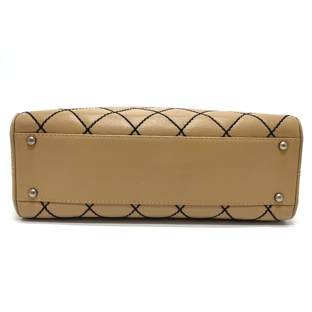 CHANEL CC Coco Mark Wild Stitch Vintage Tote Bag Handbag in Beige Lambskin
