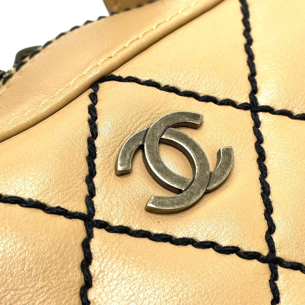 CHANEL CC Coco Mark Wild Stitch Vintage Tote Bag Handbag in Beige Lambskin