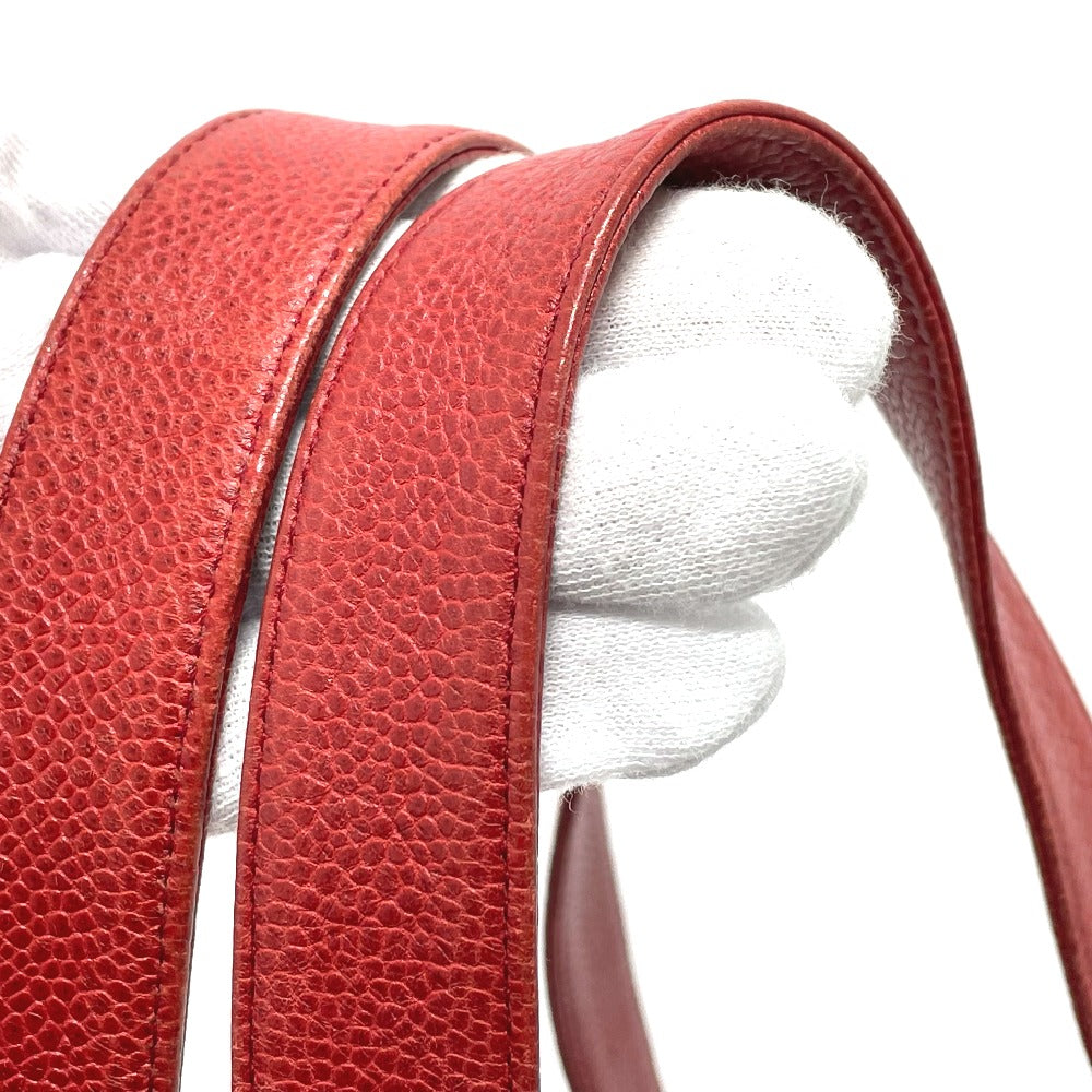 CHANEL CC Coco Mark Ball Charm Tote Bag Shoulder Bag Caviar Leather Women's Red