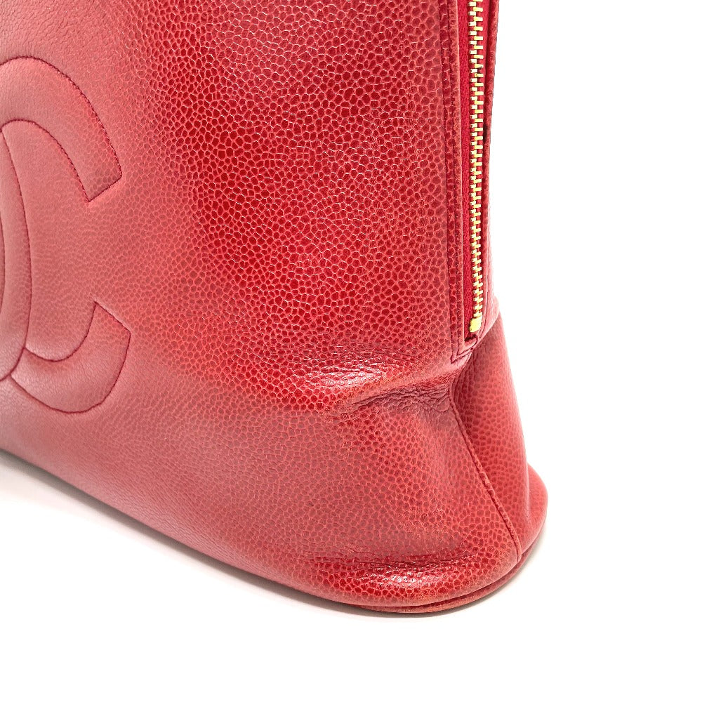 CHANEL CC Coco Mark Ball Charm Tote Bag Shoulder Bag Caviar Leather Women's Red
