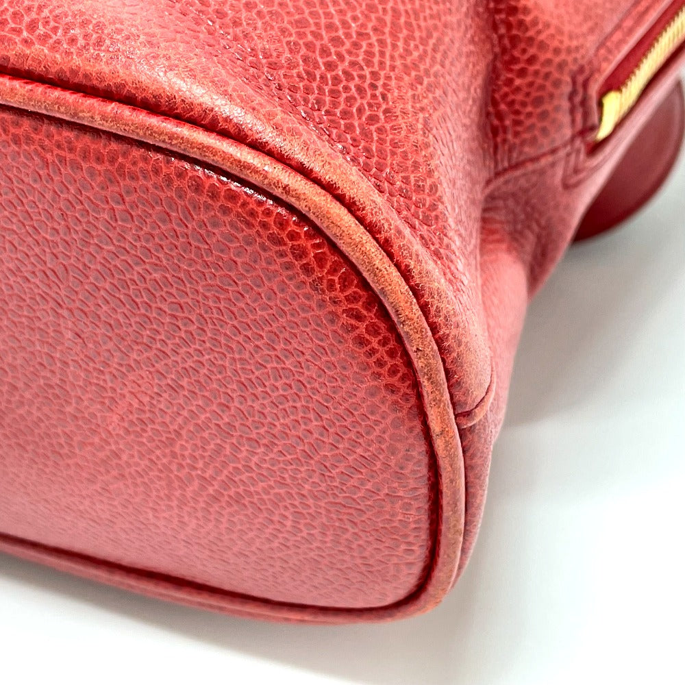 CHANEL CC Coco Mark Ball Charm Tote Bag Shoulder Bag Caviar Leather Women's Red