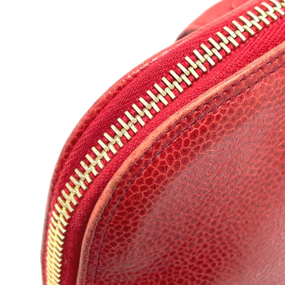 CHANEL CC Coco Mark Ball Charm Tote Bag Shoulder Bag Caviar Leather Women's Red