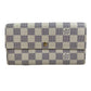 LOUIS VUITTON N61735 Damier Azur Portefeuille Sarah Long Wallet in Damier Azur Canvas, Women's, White