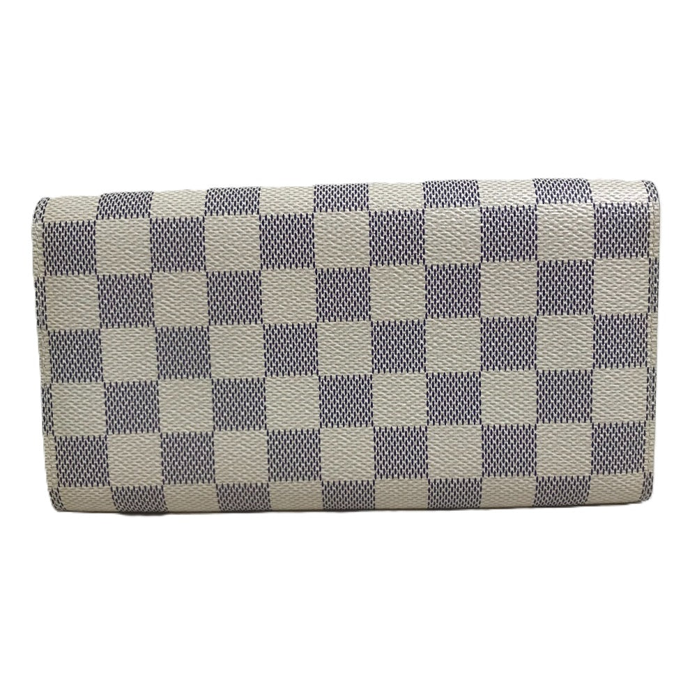 LOUIS VUITTON N61735 Damier Azur Portefeuille Sarah Long Wallet in Damier Azur Canvas, Women's, White