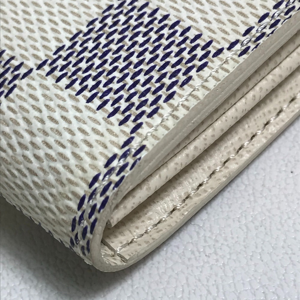LOUIS VUITTON N61735 Damier Azur Portefeuille Sarah Long Wallet in Damier Azur Canvas, Women's, White