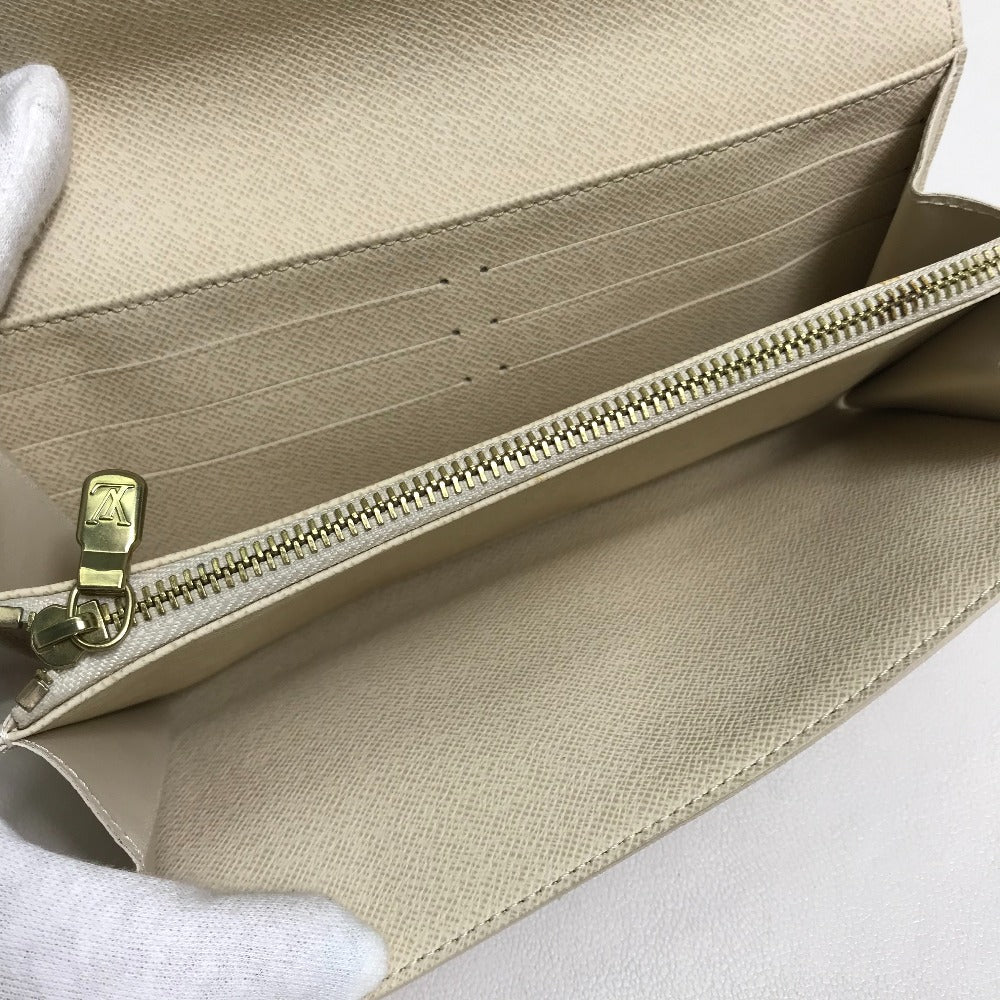 LOUIS VUITTON N61735 Damier Azur Portefeuille Sarah Long Wallet in Damier Azur Canvas, Women's, White