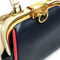 Christian Dior Tricolor Vintage Clasp Purse Bag, 2-Way Shoulder Bag/Handbag, Leather, Women's, Navy, White, and Red