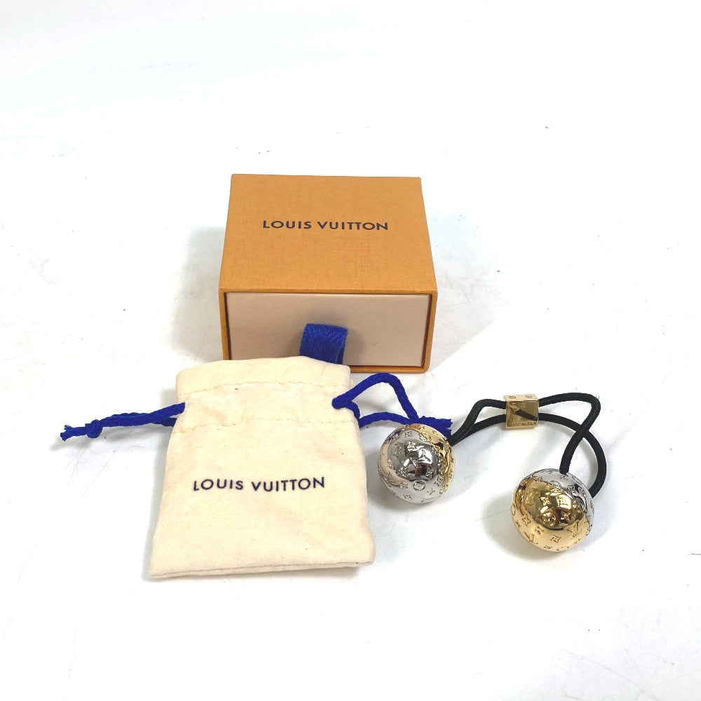 LOUIS VUITTON M80266 Nanogram Scrunchie Planet LV Hair Tie, Women's, Gold/Silver