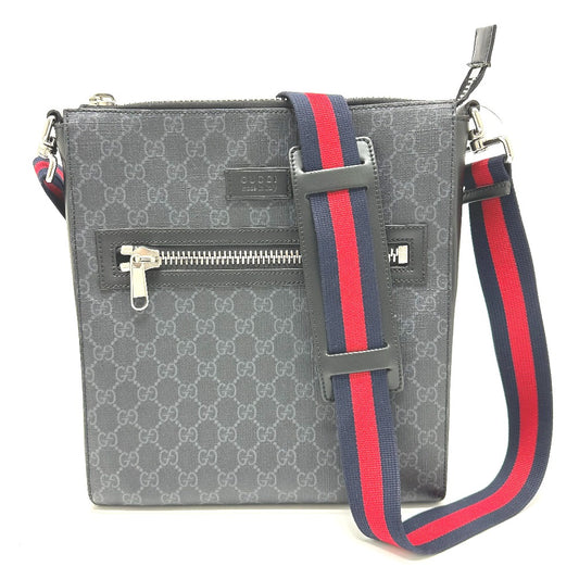 GUCCI 474137 GG メッセンジャー カバン ショルダーバッグ GGスプリームキャンバス メンズ ブラック