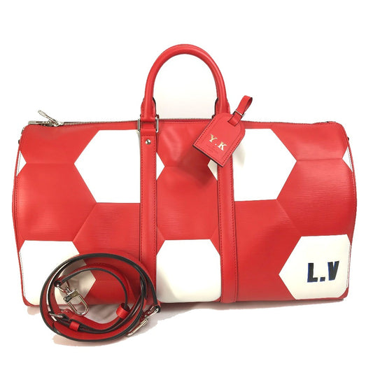 LOUIS VUITTON M52121 エピ 2018FIFAワールドカップ サッカーボール キーポルバンドリエール50 2WAYバッグ ボストンバッグ エピレザー メンズ レッド