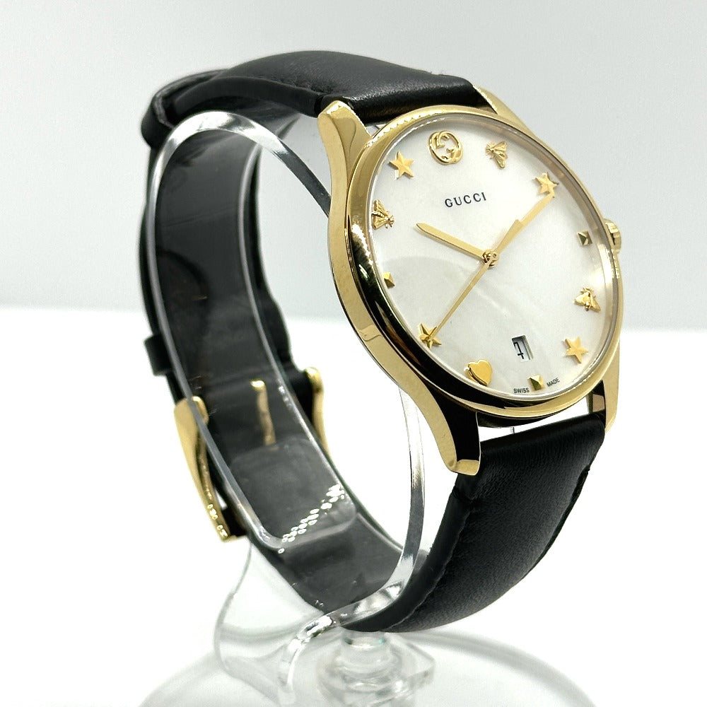 GUCCI YA126.4 Mother-of-Pearl Quartz Date Watch, Stainless Steel, Women's, Gold